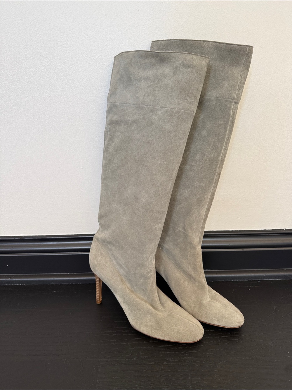KORS Michael Kors Tall Suede Over-the-Knee Boots in Light Gray-